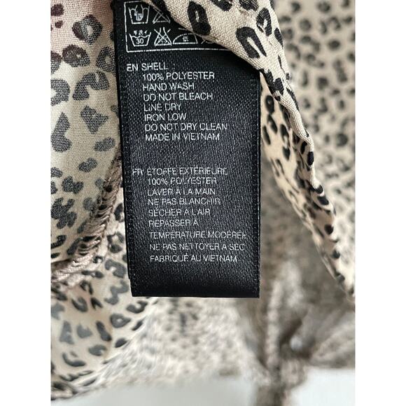 Leopard Animal Print Sheer Top Tie Front Blouse - Picture 5 of 5